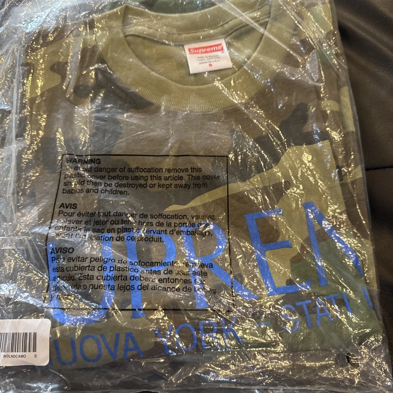 Tee shirt Supreme Nuova York coton camouflage bois FW20 petit neuf
