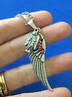 ARCHANGEL St RAPHAEL Saint Medal NECKLACE Pendant Angel Wing Protection Red