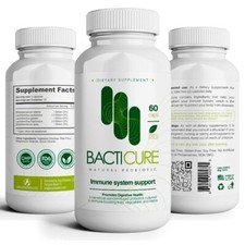 Bacticure, Natural Product, Set of 3 Bottles, Total per Bottle 60 Capsules, Immu