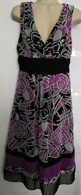 Signature By Sangria* Fuchsia*Black & White Sleeveless Below Knee Dress 8M
