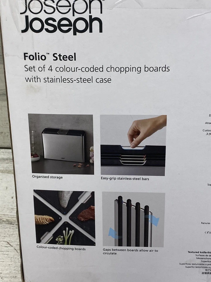 Juego de 4 tablas de cortar Joseph Joseph Folio acero inoxidable nuevo Foto 4 de 4