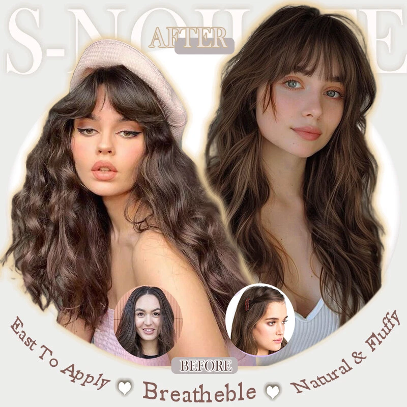 Clip In 100% Real As Human Hair Topper Top Cover 女式 Toupe Bangs Extensions — 第 2/4 张图片