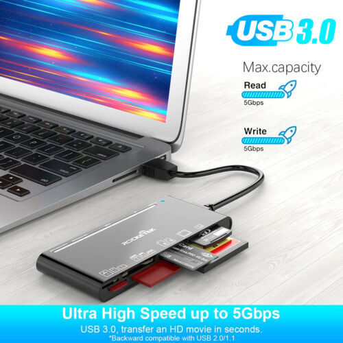 7-IN-1 USB 3.0 Memory Card Reader High-Speed 7 Ports for Micro SD XD TF CF SDHC