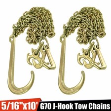 2pcs G70 516x10 Transport Tow Chain J Hook Long Shank W R T J Grab Hook 2pcs G70 516x10 Transport Tow Chain J Hook Long Shank W R T J Grab Hook