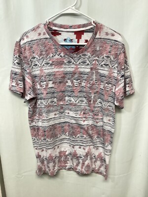 American Rag Aztec Pattern Medium Cotton Blend V Neck T Shirt T11