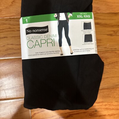 No Nonsense Womens Pair Black Denim Capri Leggings Womens