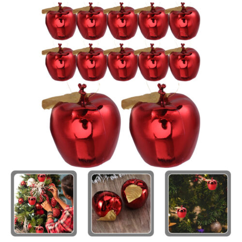 12 ornements sapin de Noël-pomme paillettes-décor rouge 3,5 cm - Photo 1/12