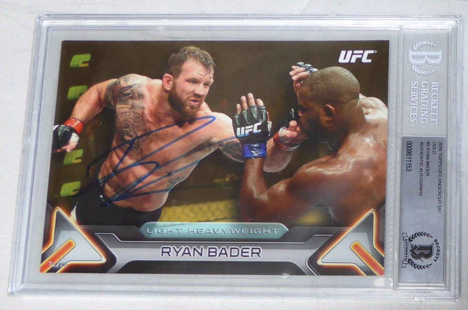 Ryan Bader Signed 2016 Topps UFC Knockout 5x7 Gold Card #3 BAS Beckett COA #/10 - Image 4 of 4