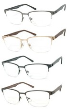 1 or 2 Pair s Metal Frame Semi Rimless Bifocal Reading Glasses Spring Temples