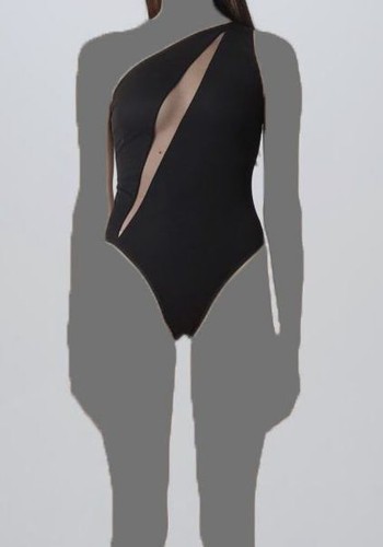 Versace Women's Black One Shoulder Mesh-Front One Piece Swimsuit Size 4