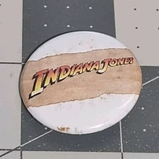 Indiana Jones Vintage Pin 1.25" Round Metal White Movies 80s Retro