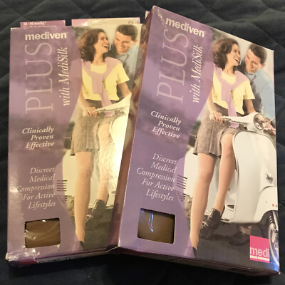 (2) Mediven PLUS 30-40 mmHg Closed Toe Calf Compression Stocking V beige