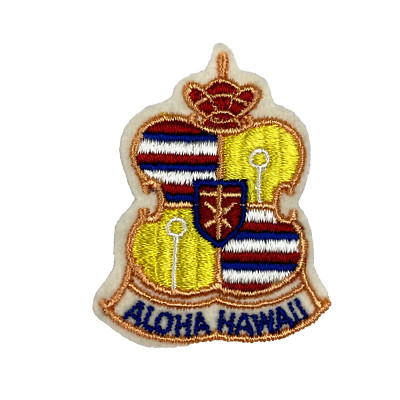 Vintage HAWAII Patch 1970s ALOHA Royal Hawaiian Coat of Arms Embroidered
