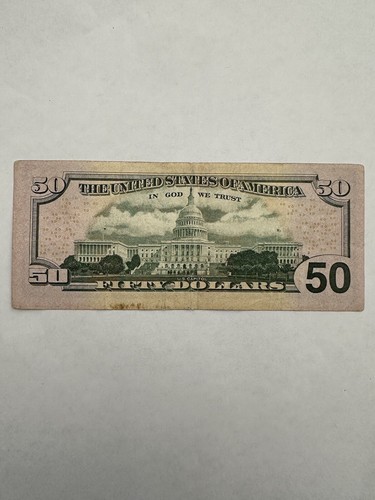 2004 $50 Used US Currency Serial# EK02152028 future date bday February 15th 2028 - Picture 5 of 8