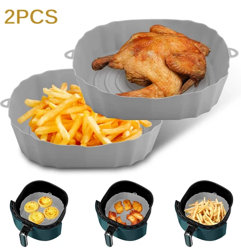 2PCS Air Fryer Silicone Pot Baskets Liners Non-Stick Safe Oven Baking Tray Mats - Picture 2 of 10