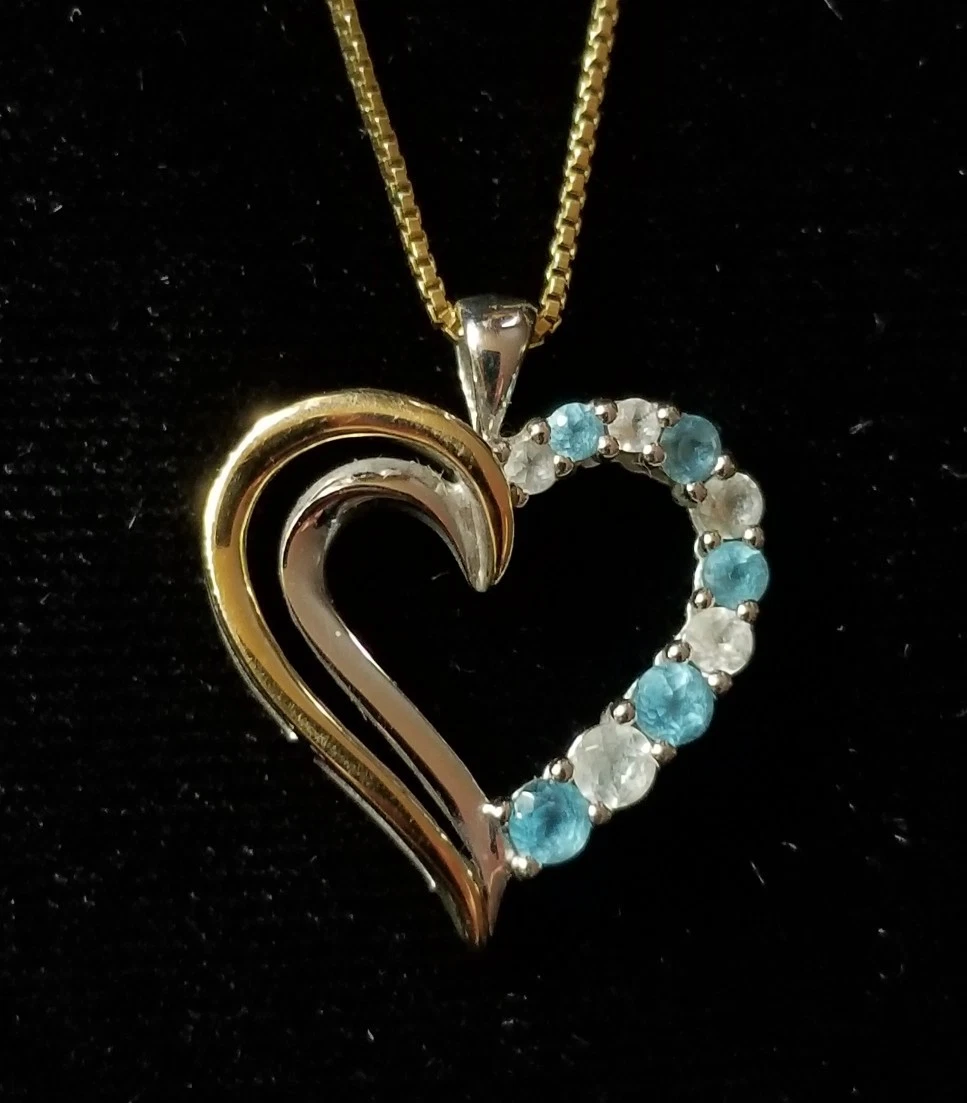 Kay Jewelers 10k yellow Gold sterling silver Blue topaz heart