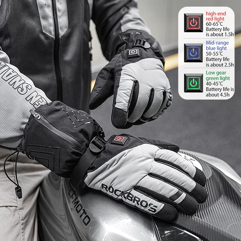 ROCKBROS Winter Heated Motorcycle Gloves Rechargeable Heated Gloves Touchscreen - Image 4 of 4