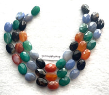 ASSORTED COLORS OVAL FACETED AGATE 25X18MM 15 BEADS EACH STRAND BELOW WHOLESALE