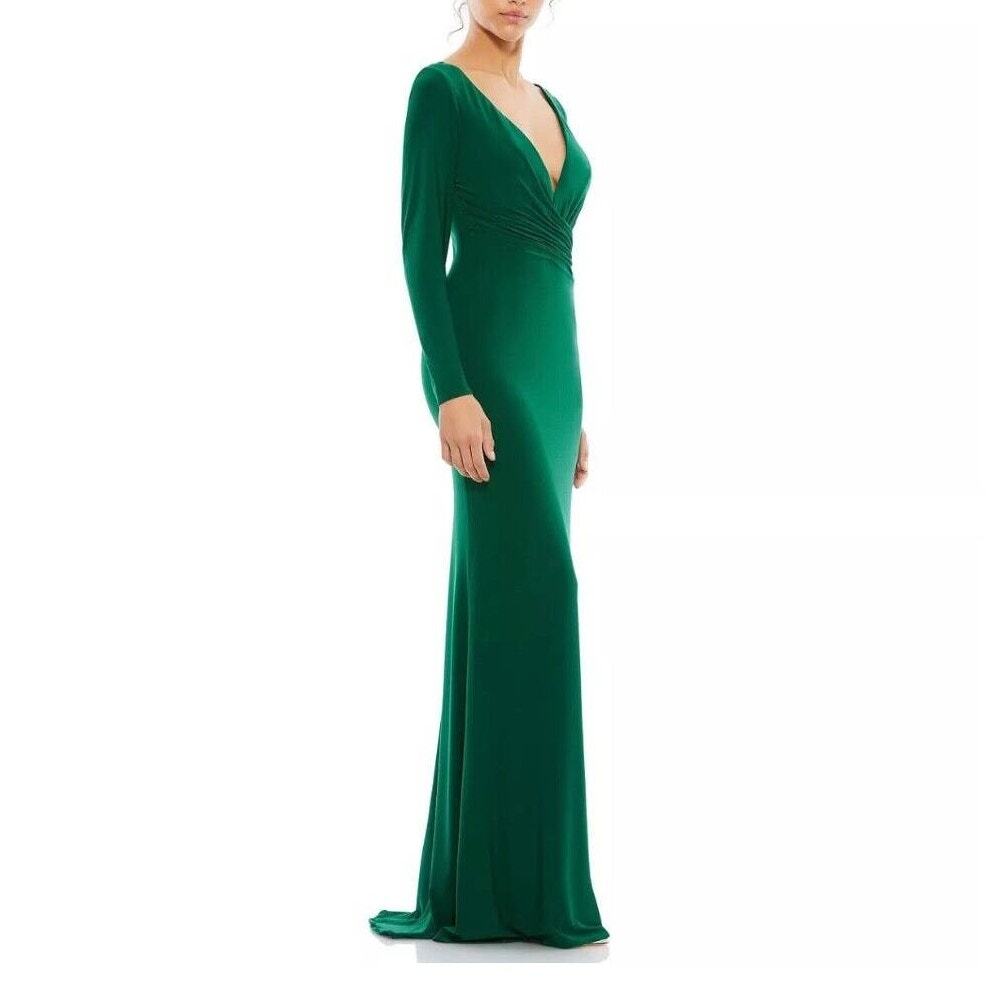 sachin and babi light blue dress Bellasprom Emerald Green One Shoulder Long Sleeve Mermaid Prom Dress with Split Ruffles Beadings Same As Picture-US2