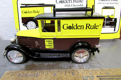 1999 Crown Premiums 1928 Chevrolet Panel truck Die cast Metal Bank, Golden Rule