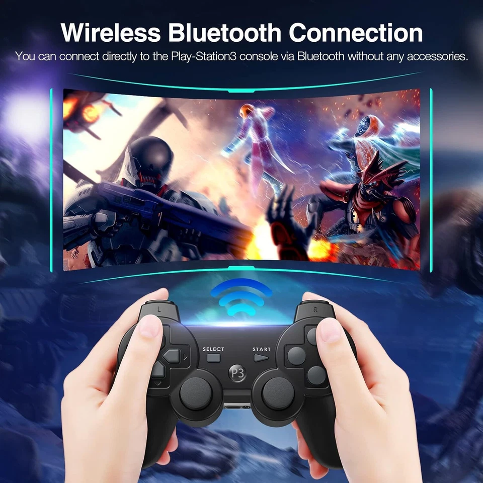 Wireless Bluetooth Video Game Controller Pad Black For PC PS3 PlayStation 3 - Image 2 of 4