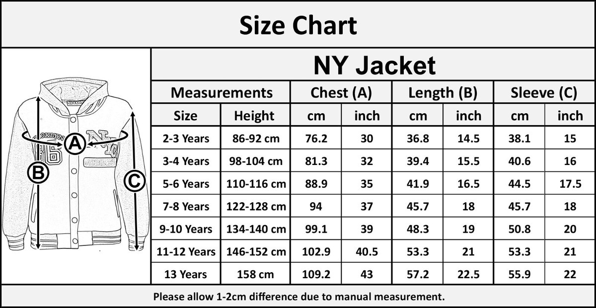 Kids Boys Baseball NYC ATHLETIC Black Hooded Jacket Varsity Hoodie Age 5-13  Year