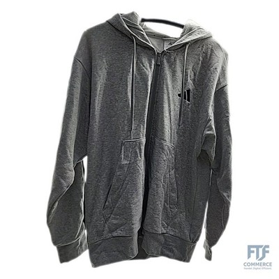 Adidas Men's Essential L Three Stripes French Terry Fullzip Hoodie, Medium Grey