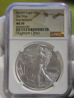 2024 P American Silver Eagle Star Privy NGC MS70 Magnus Opus 1st Releases...