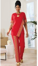 Size M Medium Ashro Red Ethnic African Pride Kenya Top Blouse