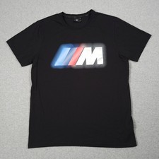 BMW M Motorsport Shirt Men Medium Black Official Center Big Logo Racing Tee