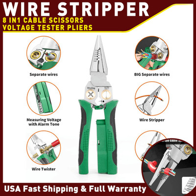 8In1 Wire Stripper Twister for Cutting and Pulling Wires, Cable Scissors,Voltage