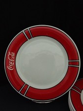 Vintage 1996 Coca Cola Red Rim Logo Dinner Plates 10.5” by Gibson Set of 4