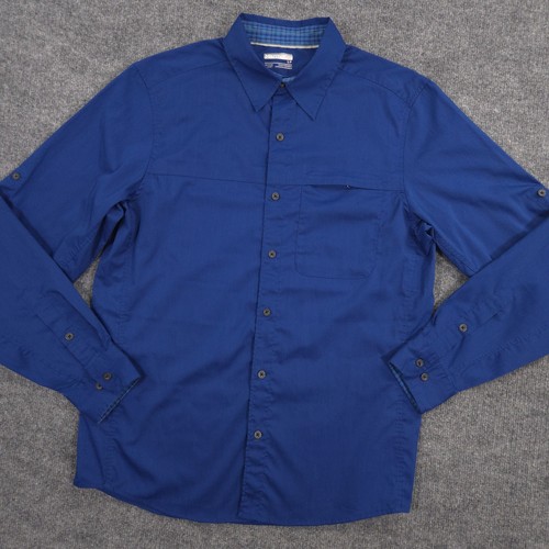 Marmot, Marmot Goat Peak Shirt Mens S Blue Performance Outdoor Roll Tab Long Sleeve UPF