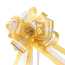10pcs 7" Large Big Pull Bow Car Gift Wrapping Bows Ribbon, Gold/Silver