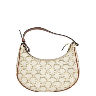 CELINE AVA Shoulder Bag Medium White PVC Shoulder Bag