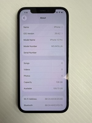 Apple iPhone 12 Pro - 128GB - Graphite (Unlocked) - Fair Condition 84% BH