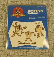 Vintage 1998 Tasmanian Devil Temporary Tattoos Looney Tunes Warner Bros Taz
