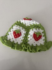 Strawberry Hat Crochet Hats for Women Floral Bucket Hat Foldable Cute Green Red