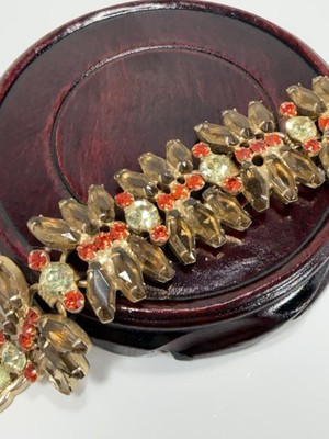 Vintage Juliana D&E Rhinestone Bracelet Smoky Topaz Orange Yellow 7.5  Rare