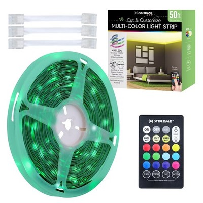 Xtreme Lit 50ft Multicolor LED Light Strip Kit w/ Remote, Cut & Customize Indoor