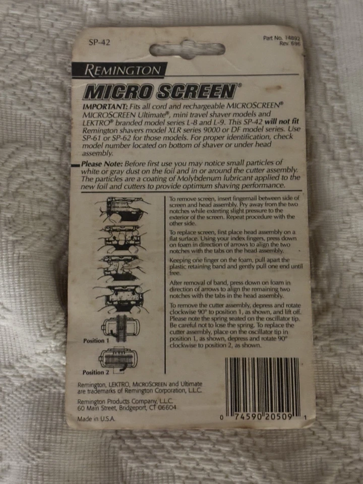 Remington & Lektro Repuesto Cortador y Lámina para Serie Modelo XLR + L8-9 Foto 2 de 2