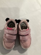 Geox Pink Kids Double-Strap Sneakers with Black Ear Detail