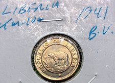 1941 Liberia  1/2 Cent, Uncirculated. Free Ship. Coin #1675