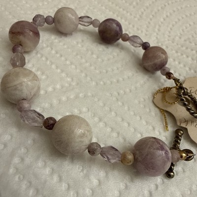 Vintage Amethyst Bead Bracelet 7  Estate