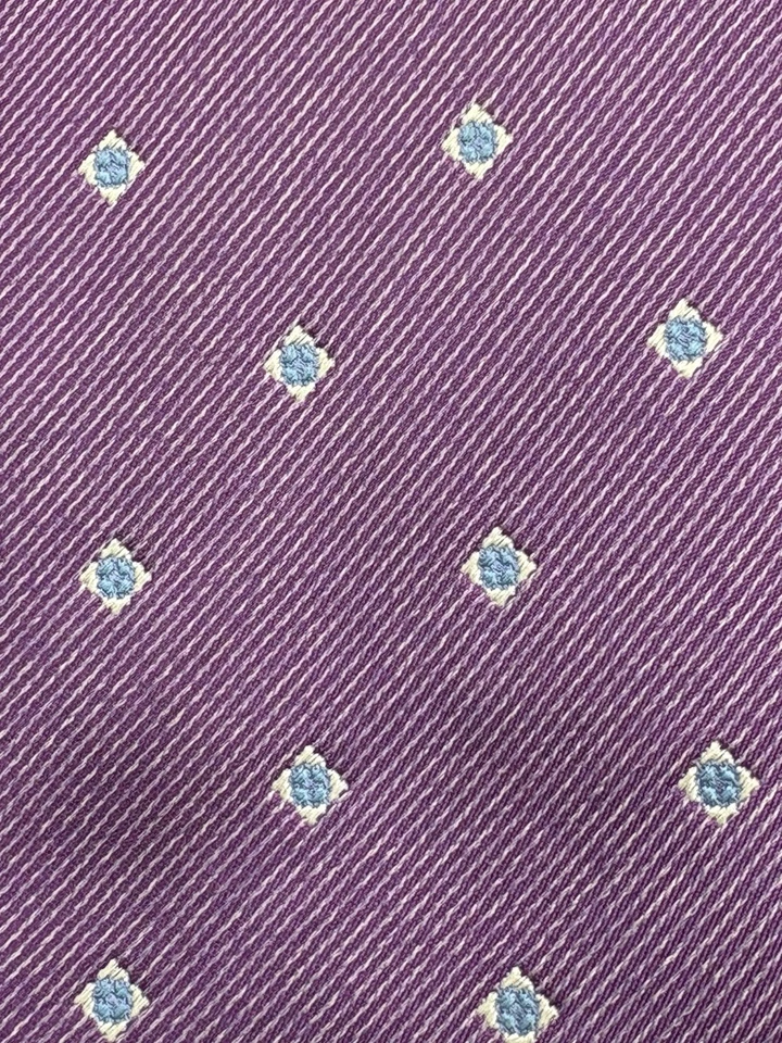 Corbata Seven 7 pliegues 100 % seda púrpura azul geométrica Morigi Milano hecha en Italia 62" Foto 2 de 4