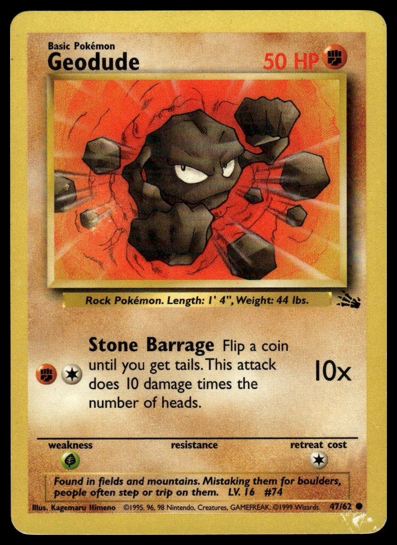 Geodude 47/62 1999 Wizards Pokemon Fossil Set TCG