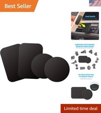 4-Pack Adhesive Metal Plates for Magnetic Phone Mounts - Secure Easy Setup
