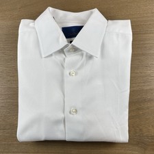 David Donahue Micro Dobby White Men s XXL 17.5 32/33 Cotton Trim Fit Dress Shirt