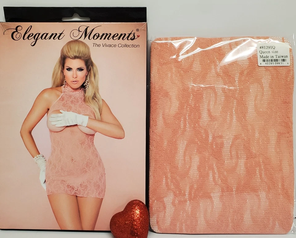 Queen Size Mini Dress Lingerie Cupless Coral Sexy Strech Lace By Elegant Moments - Image 3 of 4