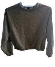 FOREVER 21 Knit Eyelash Long Sleeve Pullover Sweater Medium Light Gray Women